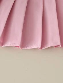 2 件套幼儿女童可爱长袖蝴蝶结上衣 + 裙子套装，春秋季薄款休闲套装 - 白色 - 查看 7