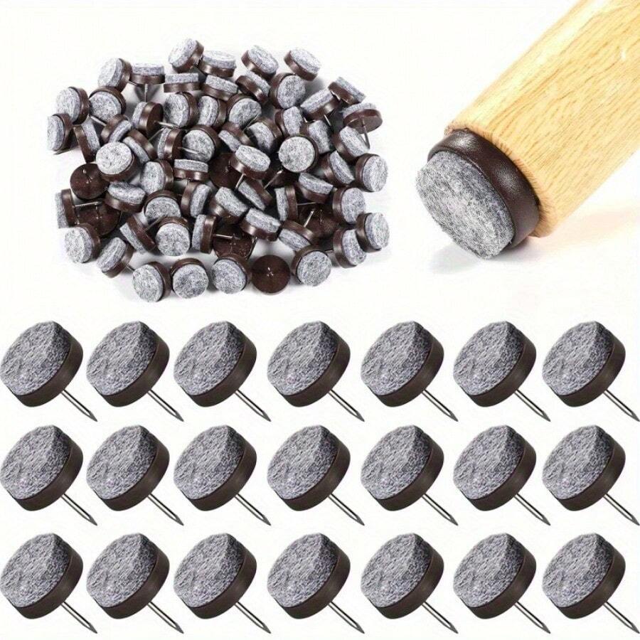 50pcs Felt Chair Leg Gliders 20mm Round Slide Nails For Wooden Chairs