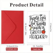 1pc Cherished Teacher Appreciation Card - Perfect Thank You Gift For Men & Women, Unique 'Thank You For Being Such A Great Teacher ' Message