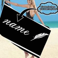 可定制羽毛图案沙滩巾，采用优质浴巾面料制成，可个性化定制姓名，适合夏季海滩、户外旅行、露营、游泳和瑜伽 - 多色1 - 查看 42