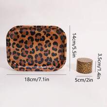 Rolling Tray Set, For Leopard Pattern Lovers | Includes 180*140mm Rolling Tray, 4-Layers Aluminum Alloy Grinder |  Smoking Accessories Kit, For Friends, Families, And Smokers - Họa tiết da báo - Xem 5