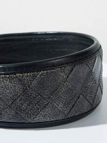 1 pièce Bandeau large tressé en raphia style coréen à carreaux pour femme, coiffe minimaliste mode à double ton et grille haute, accessoire de cheveux bohème polyvalent, bandeau, diadème, cerceau à cheveux