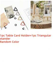 Triangle Card Clip, Mini Desk Card Clip, Photo Clip, Memo Clip, Business Card Clip, Desk Card Clip, Triangle/Heart Shaped Table Number Clip, Wedding Table Card Clip, Mini Business Card Clip, Cutlery Display Rack, Picture Clip, Center Decor, Commemorative Party, Suitable For Wedding, Birthday Party, Office, Dining Table, Menu Clip (Random Color)