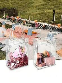 12 piezas Bolsas de tote para fiesta de vacaciones bolsas de regalo de PVC transparente bolsas de regalo de Halloween bolsas de regalo de festivales bolsas de tote claras reutilizables suministros para pequeños negocios los mejores artículos baratos bolsas de compras bolsas de fiesta bolsas de favor de fiesta de boda y cumpleaños bolsas de tote para manualidades recuerdos de fiesta los artículos talla grande económicos disponibles bolsas navidad Christmas tote bolsa regalo fiesta - transparente - Ver 2