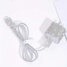 5pcs/Set Phone Data Cable Protection Kit, Shiny Rhinestone-Decor Cable Winder & Organizer To Prevent Breaking, Charging Adaptor Protector, Great Gift For Friends Cable Protector, Charger Accessories, Phone Accessories