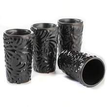 MEXTEQUIL - Vasos Tequileros de Cerámica Talavera Auténtica Mexicana, Set de 4 - Encaje Azul - Sombra negra - Ver 2