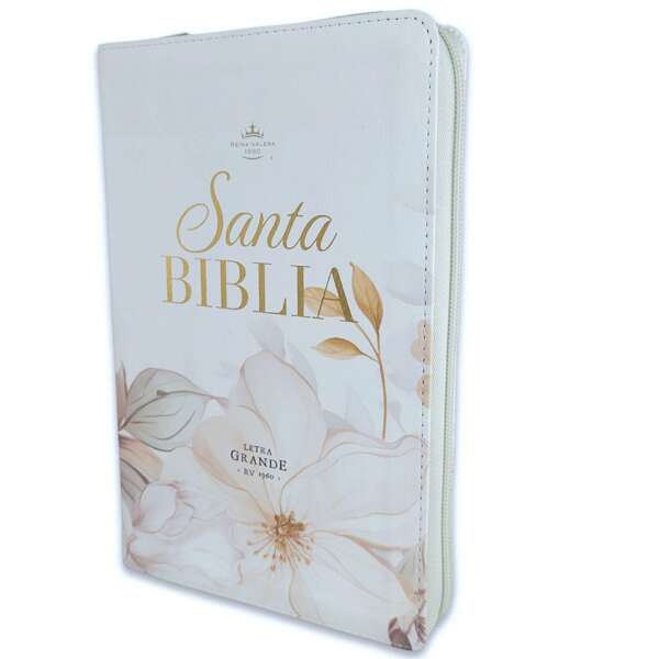 Biblia Para Mujer Con Cierre Letra Grande 12 Puntos RV1960 Imit Piel Verde Menta Fantasia Floral Con Indice Y Canto Floral