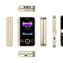 Telefone dobrável de tela dupla V8pro - smartphone dobrável de tela dupla com tela HD, processador potente, bateria de longa duração, multifuncional para negócios, viagens, multimídia e trabalho móvel - Ouro - Ver 2