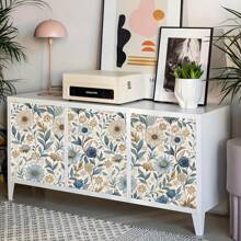 1pc Elegant Blue Floral Peel And Stick Wallpaper - Waterproof, Removable Vinyl Contact Paper With French Style Design For Bedroom, Living Room, Cabinet And Furniture Remodeling, Available In Lengths Of 44 Cm/17.32 Ft. Bedroom Wall Decor Home Decor Bedroom Decor Bathroom Decor Wall Paper Wall Stickers Kitchen Living Room Decor