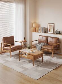 Nordic Solid Wood Sofa Chair, Compact Balcony Minimalist Recliner, Household Single Armchair, Designer Leisure Chair