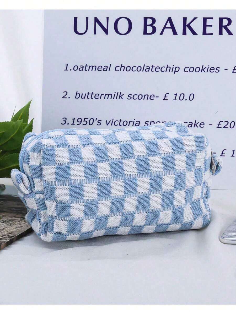 1Pc Blue And White Knitted Soft Classic Waterproof Large Capacity Travel Portable Classic Octagonal Bag Makeup Bag For Women Girls, Makeup Bag Makeup Pouch Skincare Bag Toiletry Bag Packing Cubes, Travel Essentials Cruise Essentials Dorm Essentials, Wedding Bridesmaid Gifts, Mom Gifts, Birthday Gifts, Bathroom Living Room Bed Lip Oil Organizer, Nail Polish Organizer Makeup Travel Toiletry Organizer Gifts Storage Zipper Accessories Nail Bag, Makeup Bag, Make Up Pouch, Makeup Bags,Cosmetic Bag,Makeup Organiser,Travel,Makeup Pouch,Bag,Vanity,Make Up Pouch,Travel Essentials,Pouch Bag,Travel Essential,Vanity Accessories,Small Makeup Bag,Makeup Pouch,Cosmetic Bag,Travel Essential,Large Capacity,Large Makeup Bag,Christmas Gifts,Pouch,Travel,Gifts For Women Travel Essential,Pouch,Clutch / Small Handbag, Makeup Organizer,Makeup Organize,Pouch,Brush Holder,Mini Pouch,Large Capacity Pouch,Gifts For Women,Christmas Gifts,Gift Ideas For Women LZEG - Xanh và trắng - Xem 1