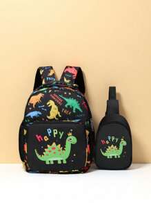 Customized Backpack And Small Shoulder Bag, Back-To-School Gift, Dinosaur-Themed, Colorful. Print Personalized Name Or Holiday Greetings. Create Your Own Backpack. This New Features A Nylon Zipper Design, Casual Versatile