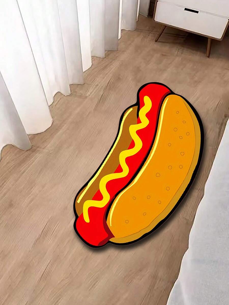 1 件创意不对称热狗设计蓬松柔软舒适地垫，适用于卧室、沙发、床边、家居装饰、易于维护、定制尺寸误差 1-5 厘米、装饰地毯、卧室装饰、小地毯、地毯、家居装饰、客厅地毯、小客厅地毯、卧室地毯、客厅家居装饰、户外垫、可洗地毯 - 彩色 - 查看 1
