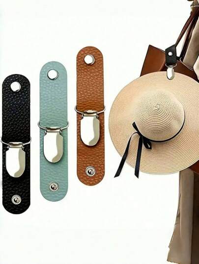 1 pezzo Di Pinza In Pelle Versatile Per Viaggio E Campeggio - Fissa Saldamente Il Cappello A Una Borsa O Valigia, Verde, Nero, Marrone