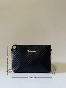 Bolso cruzado con cadena desmontable y patrón de onda en relieve, bolso de hombro minimalista de unicolor, elegante y de moda para mujer