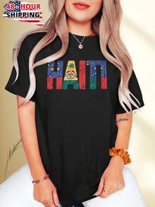HAITI LIBERTE Women T Shirt Summer Casual Graphic Tee Soft Breathable Short Sleeve Top  Fashion Gift Comfortable Everyday Outfit - White - View 2