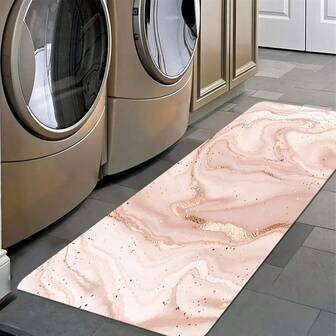 1 pieza Alfombra de baño de gel de sílice, alfombra de piso de baño con patrón de mármol, alfombra antideslizante para el hogar, lavandería