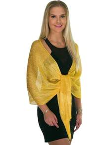 Metallic Glitter Shawl Wrap For Evening Dresses And Weddings - 黃色 - 查看 6