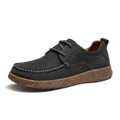 Men's Comfortable Casual Walking Shoes Suede Leather Shoes Stylish Retro Lace-Up Oxford