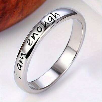 Anillo de acero inoxidable elegante "Yo soy suficiente" inspirador - joyería de uso diario sencilla para todas las estaciones