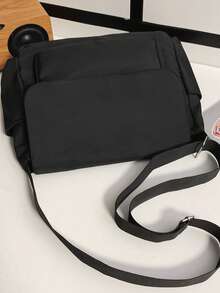 1 件黑色 Ins 风格大学生斜挎包，休闲单肩包，复古邮差包，适合购物、钱包、购物、大学生、新人、白领。适合办公室、大学、工作、商务、通勤、户外活动、旅行和郊游学校包购物袋 - 黑色 - 查看 5