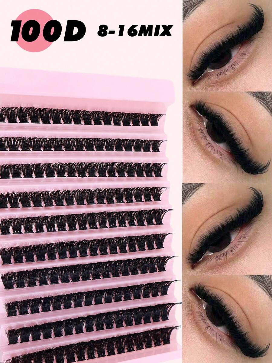 160 Racimos / 800 Racimos de Pestañas Postizas, 100D, D-Curl, Longitud Mixta de 8-16mm, Naturales y Esponjosas, Ligeras de 0.07mm y Reutilizables, Adecuadas para Vacaciones y Fiestas.