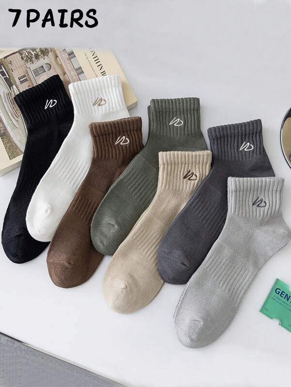 7 paires de nouvelles chaussettes bateau à la cheville à motif minimaliste pour hommes
