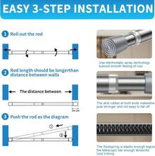 Tension Curtain Rod For Windows 26 To 36 Inch, Adjustable Expandable Pressure Spring Curtain Rod No Drilling, Silver Curtain Rod For Bedroom Doorway Closet Door - Silver - View 7