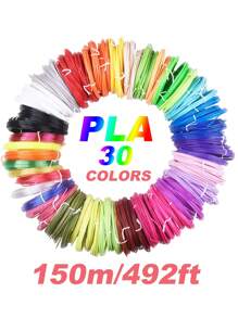 PLA High Temperature 3D Pen Filament, Total 30 Colors 150m (492ft), Suitable For High Temp 3D Pen, 1.75mm 3D Pen Consumables, No Irritating Odor, Vibrant Colors, No Duplicates. For 3D Modeling & 3D Doodle Tools