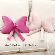 1 pieza Almohada decorativa con lazo suave, almohada de peluche con acento de lazo adorable, cojín decorativo para el hogar para cama y sofá, adecuado para todas las estaciones, boda, habitación de niñas, regalo de cumpleaños, funda de almohada de lazo de terciopelo - Almohada decorativa suave y esponjosa para dormitorio, Funda de cojín con lazo rosa y fucsia, Decoración de dormitorio bohemia y soñadora