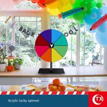 1قطعة عجلة جوائز أكريليك DIY للأحزاب قابلة للمسح مع حامل، لوحة دوارة محمولة للمهرجانات والفعاليات، متعة تفاعلية لأمسيات ألعاب العائلة والفصول الدراسية، أداة تعليمية عجلة دوارة للطاولة ، عجلة السحب للحظ، المهرجانات والمعرض التجاري