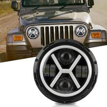 1PC 7 Inch Motorcycle LED Headlight, 12V Round LED Motorcycle Headlight, Die-Cast Aluminum Housing Shockproof 6000LM Super Brightness Headlight - Black - View 2