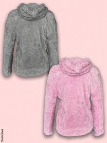 Kit de 2 sudaderas afelpadas con capucha para mujer, multicolor, tela de poliéster, aptas para temporadas de otoño e invierno, cuello redondo con capucha, mangas largas, interior cálido y agradable con tu piel. Ajuste con cierre frontal, bolsillos tipo canguro. Te llegarán 2 sudaderas en colores al azar. - Multicolor - Ver 7