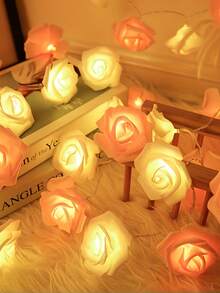 Valentine's Day Rose Flower String Lights, 10ft 20 LED Battery Operated Rose String Lights For Valentine's Day Mother's Day Wedding Party - Blue - View 1