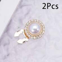 2pcs Luxury French Style Women Shirt Cufflinks - Sparkling Cubic Zirconia Jewelry, Pearl Inlaid Cuff Links, Fashion Accessory - Suitable For Formal Dresses, Tuxedos, And Casual Outfits - Precise Sizing, No Assembly Required - Perfect Gift For Her - Multicolor - View 19