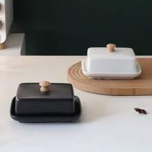 1 Set Ceramic Butter Dish With Lid, Suitable For Baking, Cheese & Butter Storage, Kitchen Accessories, Great For Gifting