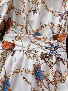 Fashionable Flower Random Print V-Neck Long Sleeve Jumpsuit - Apricot - View 10