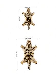 1pc Fluffy Tiger Print Carpet - Asymmetrical Shaped Rug, Soft Plush Texture, Machine Washable, Home Decor Suitable For Living Room, Bedroom, Bathroom, Kitchen, Home & Room Decoration (Handcrafted Asymmetrical Shape May Have 1-5cm Deviation, Suggest Order A Larger Size)