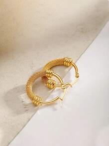 1 Pair Vintage Geometric Metal Circle Drop Earrings, Fashionable Everyday Wear Women Jewelry Gift