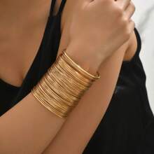 1pc New Style Street-Fashion Punk Party Accessory Multi-Layer Hollow Wire C-Shape Bracelet