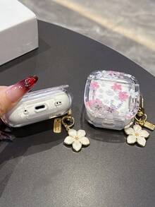 Transparent Ditsy Floral Compatible With Pro 3rd Gen Wireless Bluetooth Earphone Case, Minimalist Soft Protective Cover For Pro 2/3/4, Suitable For Men And Women - Dusty Purple - View 5