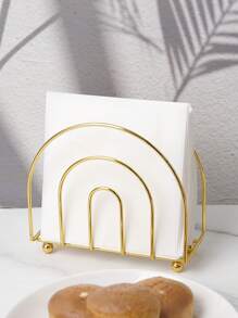 1pc Gold Iron Paper Towel Holder, Multifunctional Paper Napkin Clip For Dining Room, Restaurant, Cafe, Bar, Unique Gold Frame/Half Circle Design, Suitable For Dining Table, Coffee Table, Kitchen Counter, Tabletop Decor