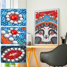 1 Adult DIY Diamond Painting Kit With Asymmetrical Shaped Rhinestones, Cute Panda Graphic Design, Suitable For Beginner, Home Wall Decor, Holiday Gift