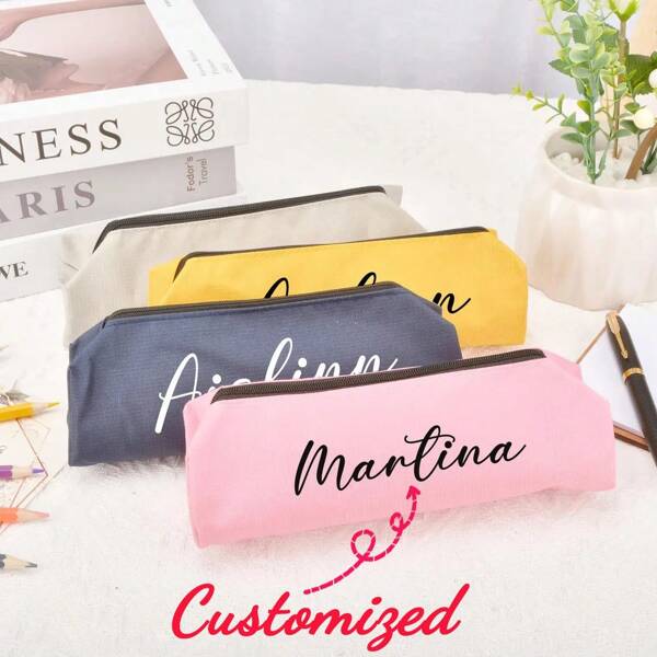 Personalized Custom Large Pencil Box, Stationery Bag, Portable Hand-Held Pencil Box Bag, Makeup Set, Suitable For Teenagers Office And School, Back To School,School Supplies