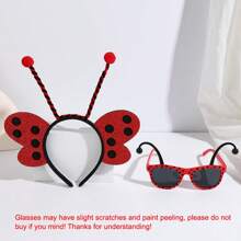2pcs Set Bee, Ladybug Wing Headband And Glasses, Adult Party Cosplay Headpiece, Glasses, Suitable For Outdoor Play, Beach Photo Props, Various Festivals, Halloween, Carnival Outfit