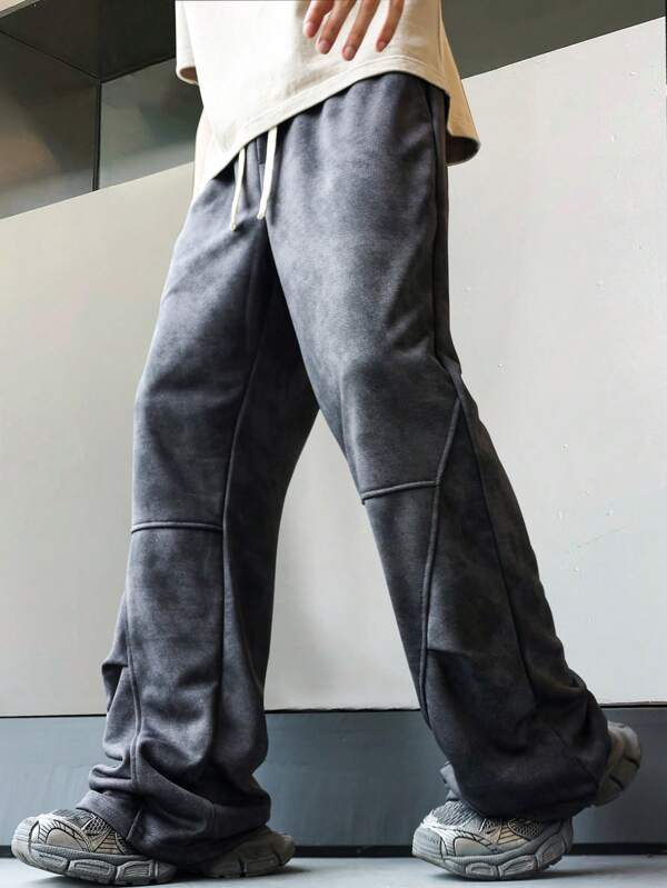 Men's Straight Leg Casual Pants, Loose, Versatile, Simple, Fashion, Breathable, Wide Leg, Summer