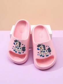 Kids' EVA Foam Slippers Lightweight Anti-Slip Soft Bottom Cute Slip-On Home & Casual Quick Dry Sandals, Plain Color, Thick Sole, Girls Beach Slide