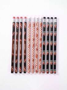 Set di 12 matite a tema sportivo con gomme, matite a tema calcio, baseball, basket, football, forniture per studenti e ufficio, regalo per il ritorno a scuola