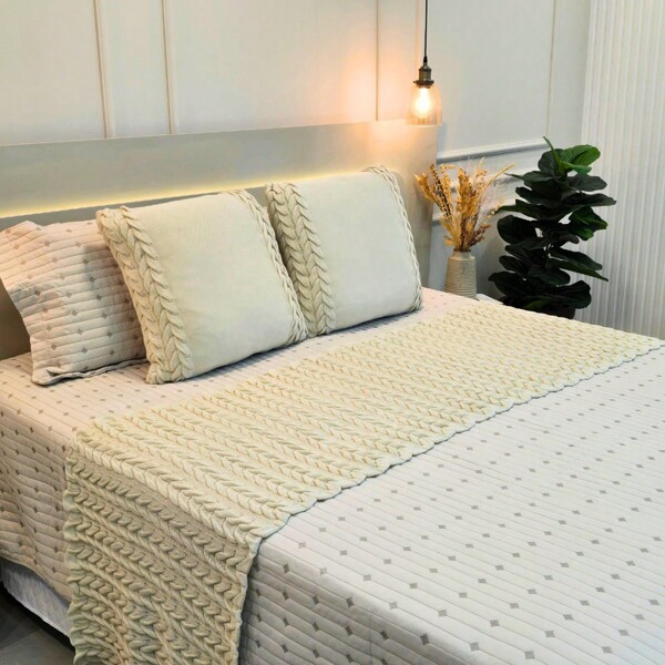 Peseira Manta Tricot Sofá Cama Casal Queen King Aconchego Home Decor - SOMENTE A PESEIRA