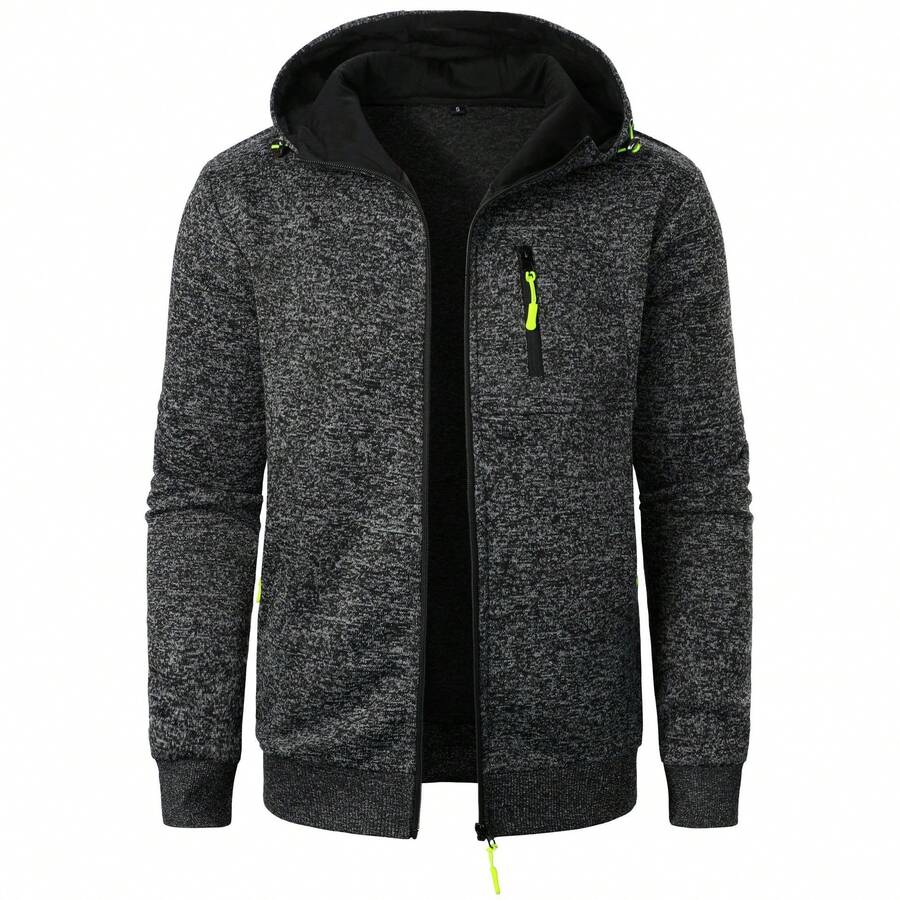 Sudadera deportiva con capucha y diseño Slim Fit para hombre - Negro - Ver 1